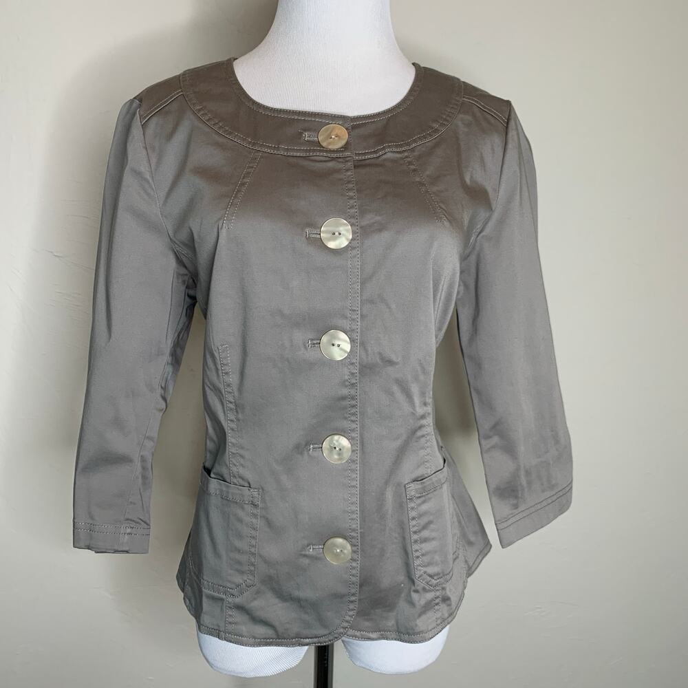 J Jill Khaki Green Jacket Blazer 8P Cotton Lady Jacket